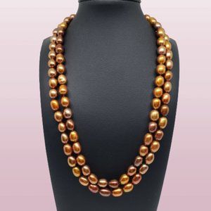 Brown Dyed CFWP Pearl Necklace/2 Bracelets/Earring SET